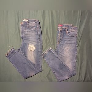 2FOR1 Refuge Blue Skinny Jeans with Distressed Details
